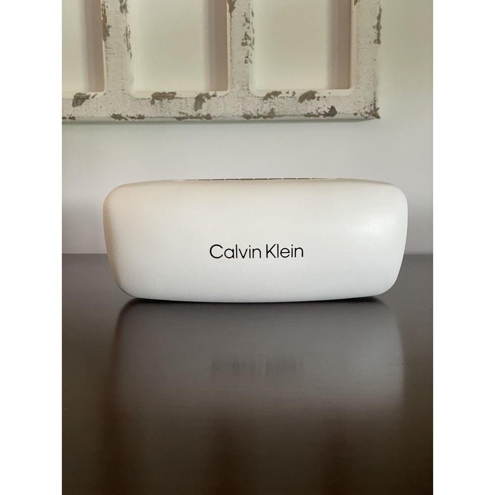 Calvin Klein Eyewear Case Faux Leather Minimalist White OS NWOB